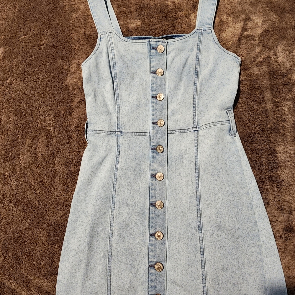 Peace Love World Blue Jean Buttoned Sundress